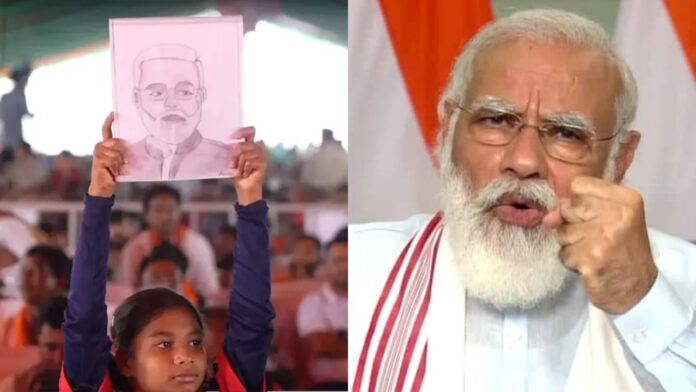 When PM Modi caught a little girl with his Sketch in Rally