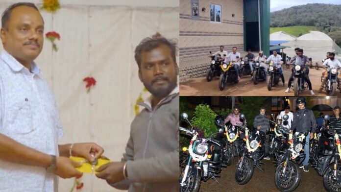 Sivakumar from Tamil Nadu gifts bike worth Rs 2 Lakh to his 15 employees