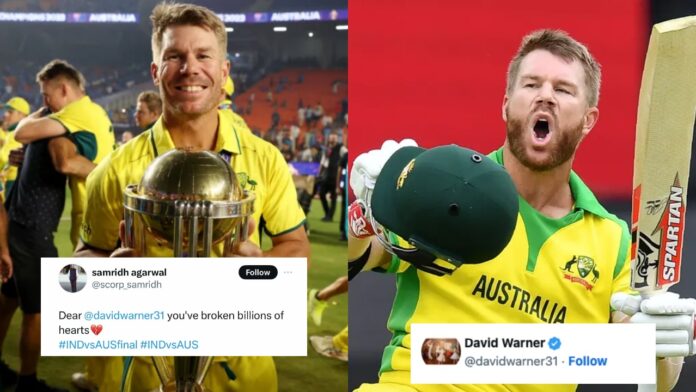 David Warner replies to an Indian Fan after defeating India in Final