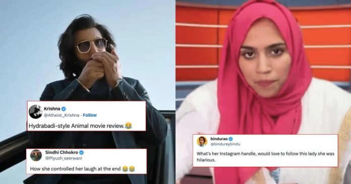Movie Animal review in Hyderabadi style by a female anchors goes viral, Netizens can't keep calm.
