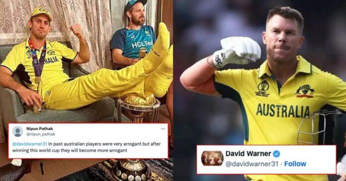 David Warner Knocks Down a User calling Australians Arrogant